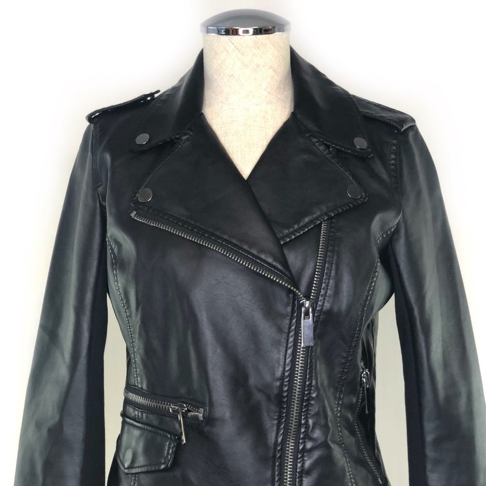 NEW YORK & COMPANY Faux Leather Moto Jacket #AI18 - Picture 4 of 10